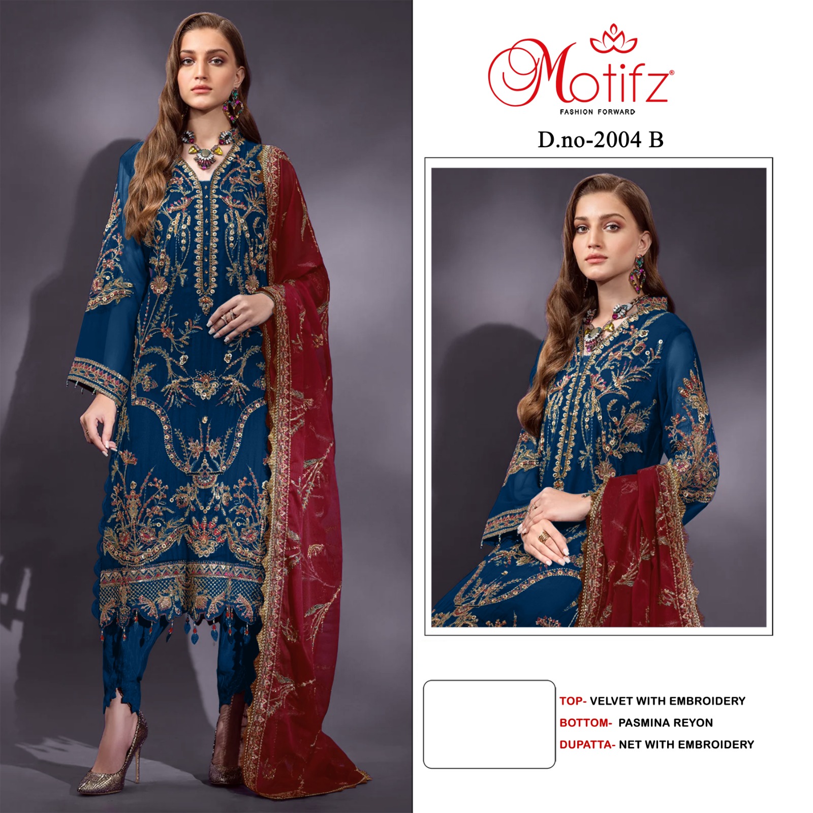 MOTIFZ 2004 B VELVET PAKISTANI SUITS IN INDIA