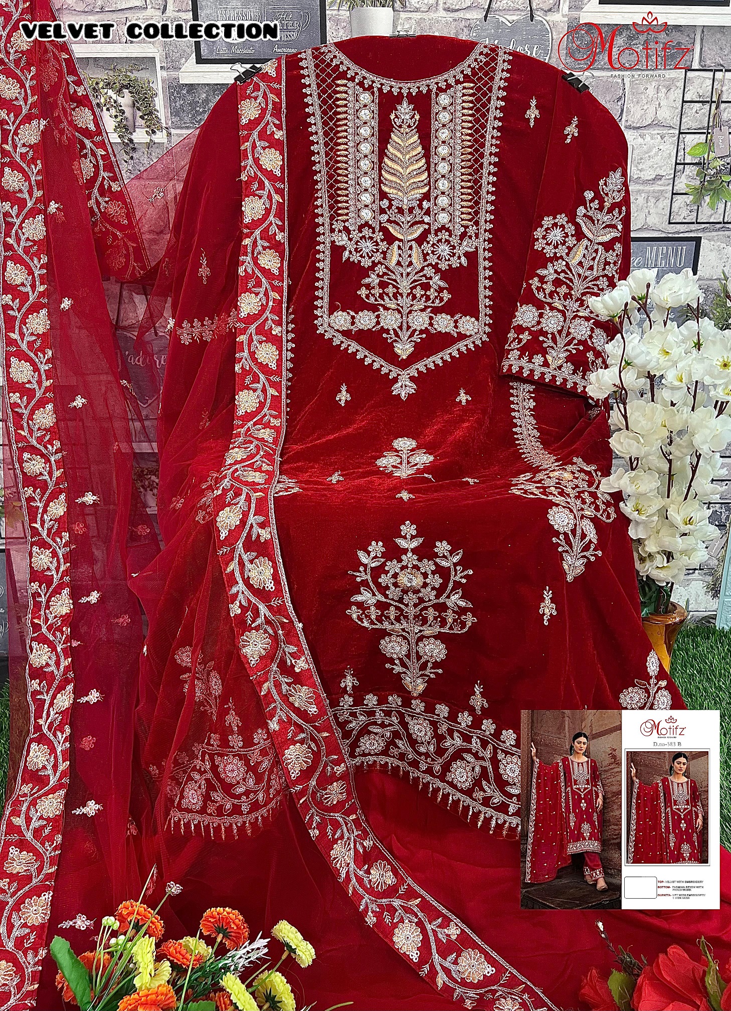 MOTIFZ 383 B VELVET PAKISTANI SUITS IN INDIA