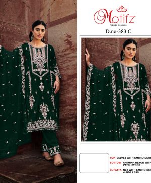 MOTIFZ 383 C VELVET PAKISTANI SUITS IN INDIA