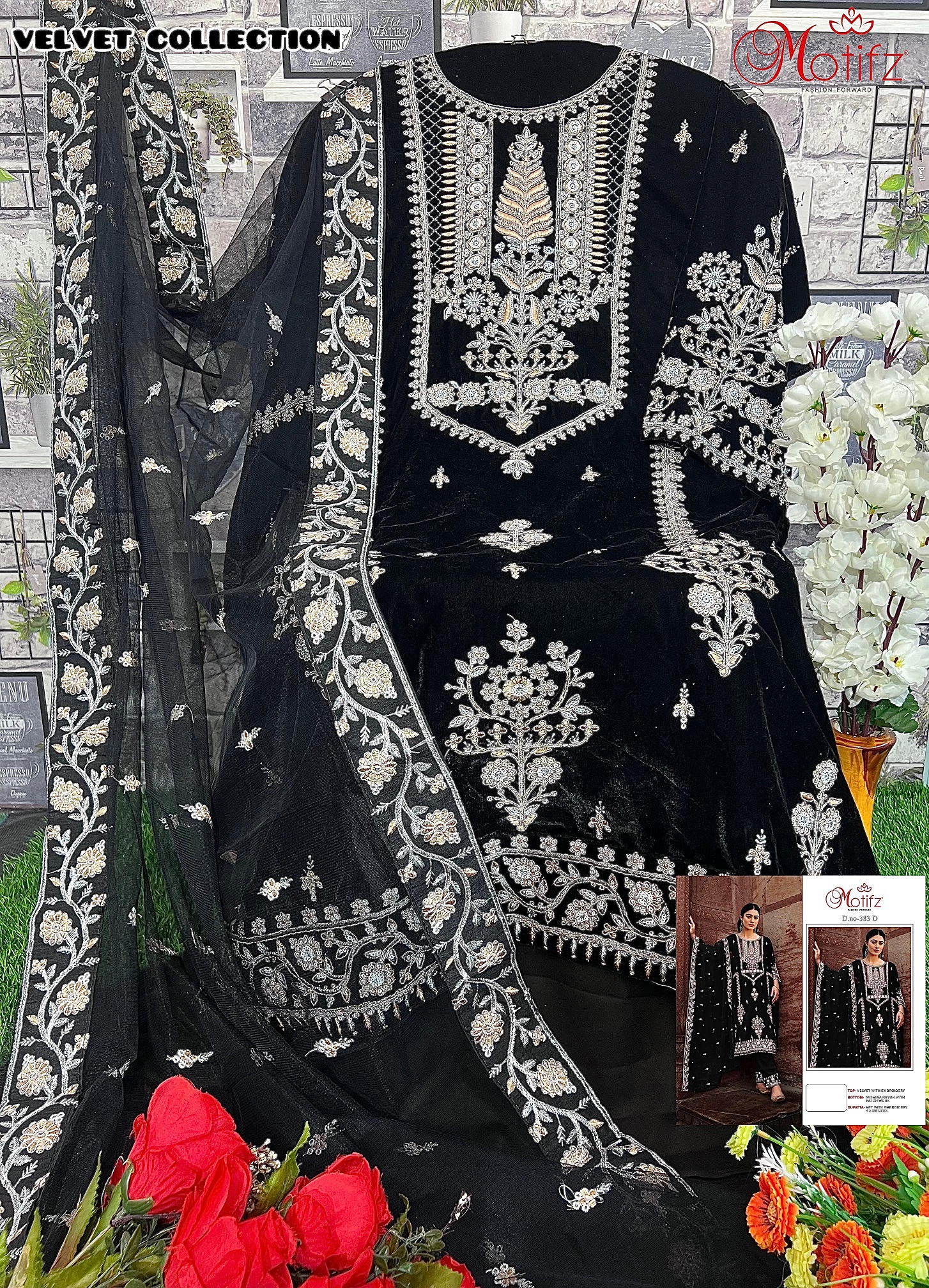 MOTIFZ 383 D VELVET PAKISTANI SUITS IN INDIA