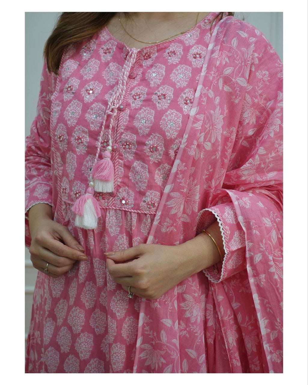 MURTI TRENDS PINK FLORAL AFGHANI SUITS WHOLESALE