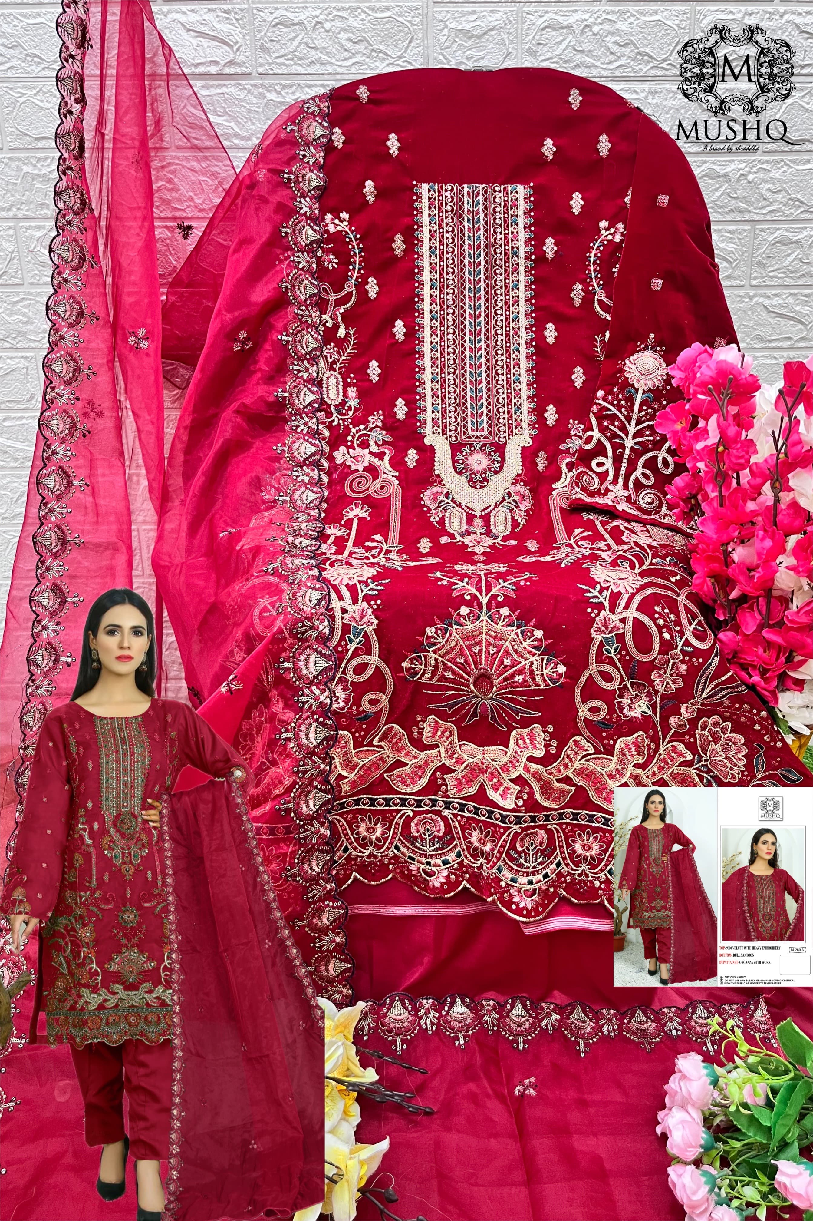 MUSHQ M 280 A VELVET SALWAR SUITS WHOLESALE