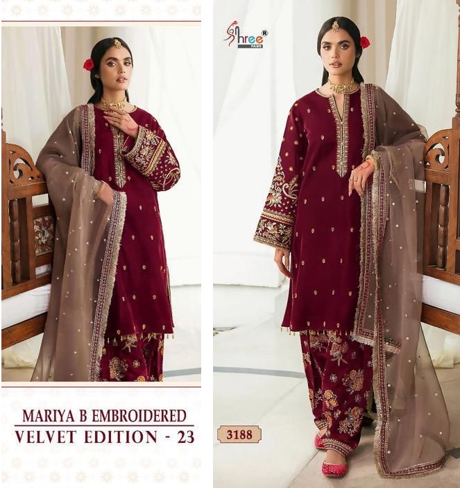 SHREE FABS 3188 MARIA B VELVET SALWAR SUITS