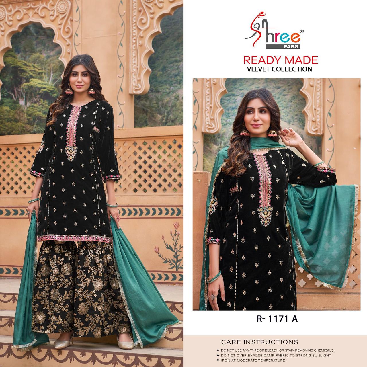 SHREE FABS R 1171 A READYMADE VELVET SALWAR SUITS