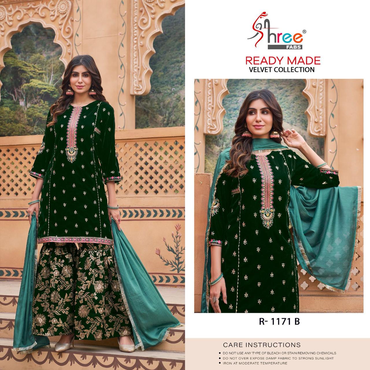 SHREE FABS R 1171 B READYMADE VELVET SALWAR SUITS