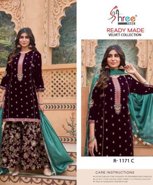 SHREE FABS R 1171 C READYMADE VELVET SALWAR SUITS