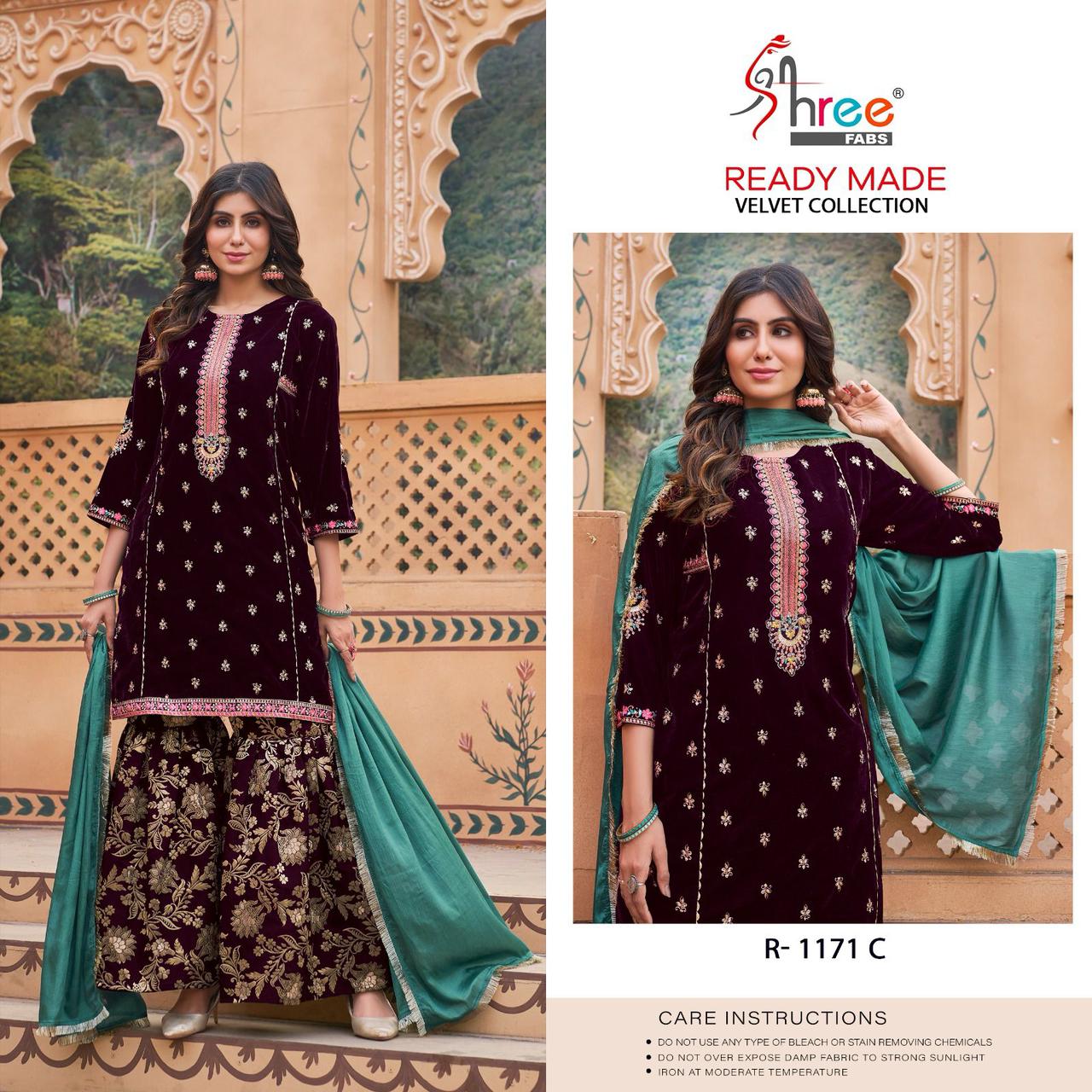 SHREE FABS R 1171 C READYMADE VELVET SALWAR SUITS