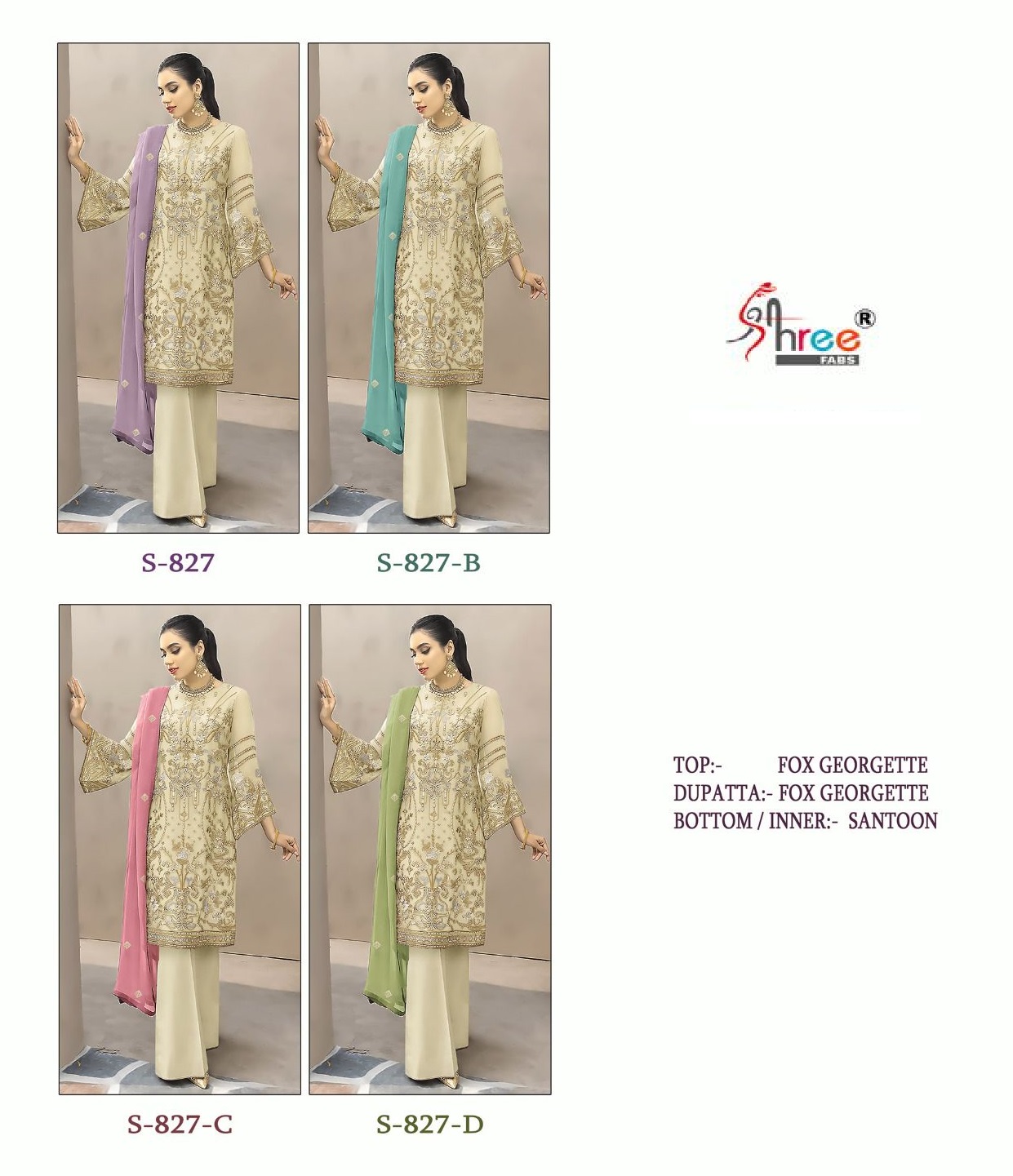 SHREE FABS S 827 SERIES PAKISTANI SUITS IN INDIA