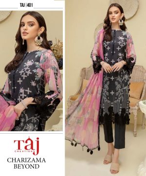 TAJ CREATIONS 401 PAKISTANI SUITS MANUFACTURER