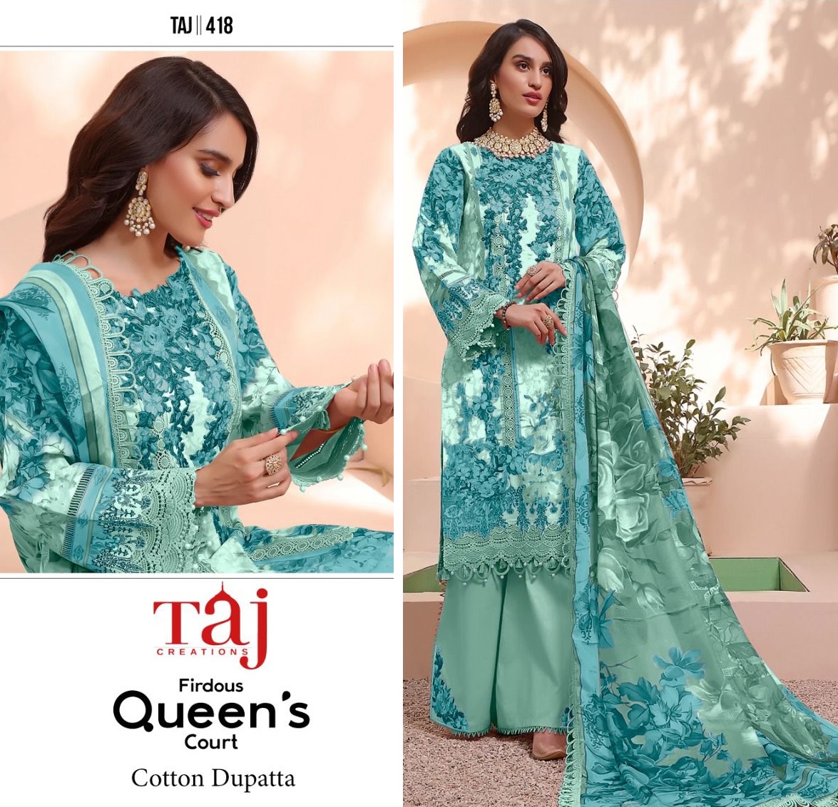 TAJ CREATIONS 418 QUEEN'S COURT SALWAR SUITS