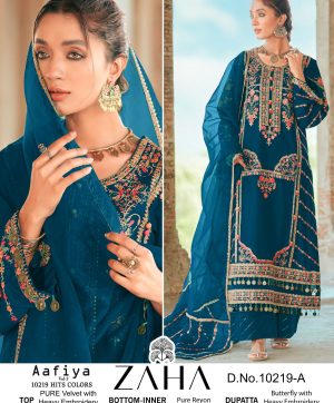 ZAHA 10219 A AAFIYA VOL 3 VELVET SALWAR SUITS