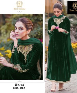 ZIAAZ DESIGNS 362 D VELVET SALWAR SUITS WHOLESALE