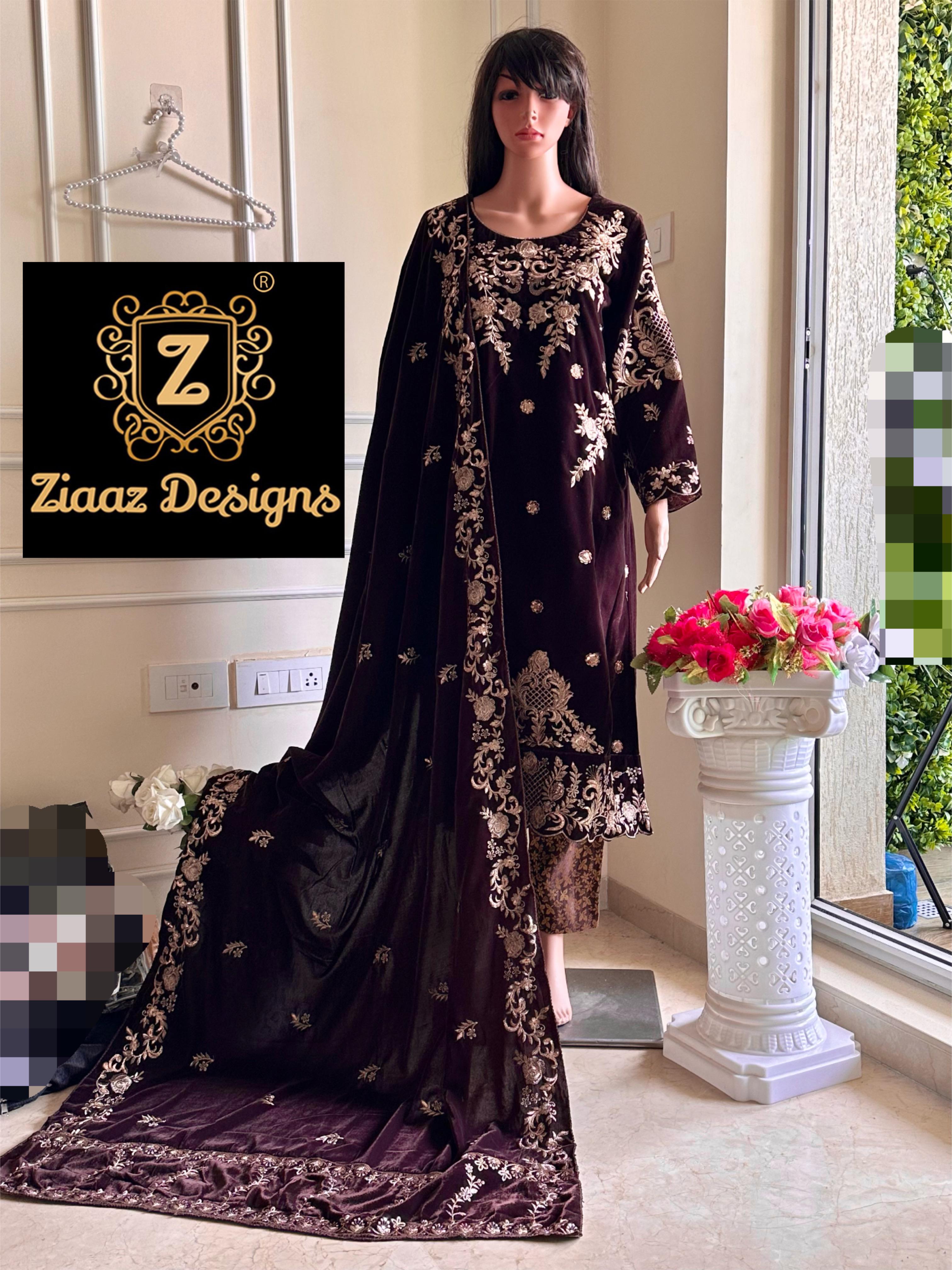 ZIAAZ DESIGNS 363 VELVET PAKISTANI SUITS IN INDIA