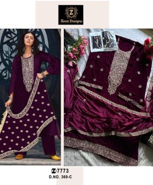 ZIAAZ DESIGNS 369 C VELVET PAKISTANI SUITS