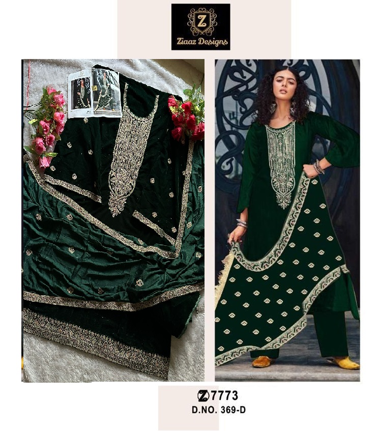 ZIAAZ DESIGNS 369 D VELVET PAKISTANI SUITS