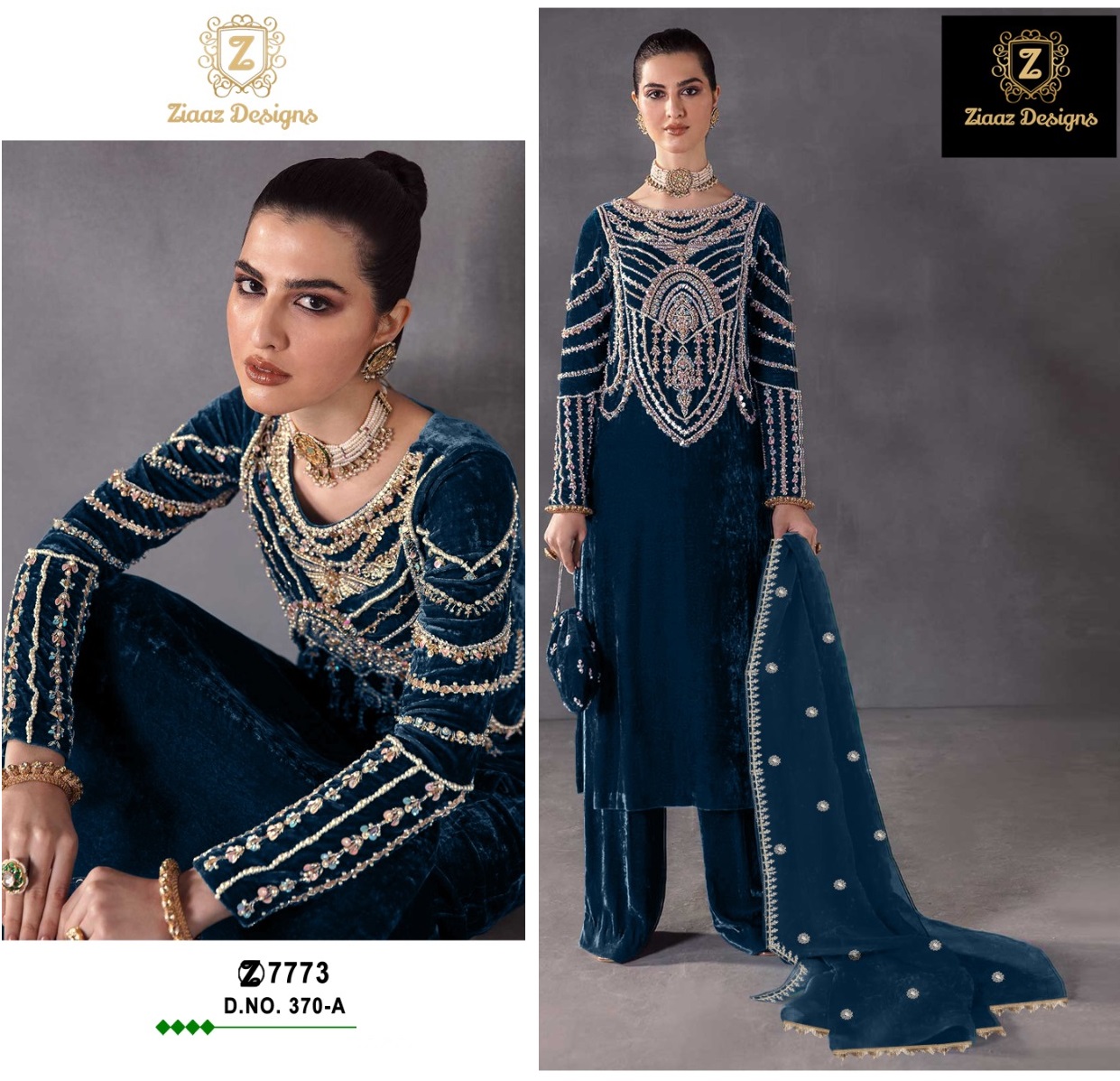 ZIAAZ DESIGNS 370 A VELVET PAKISTANI SUITS