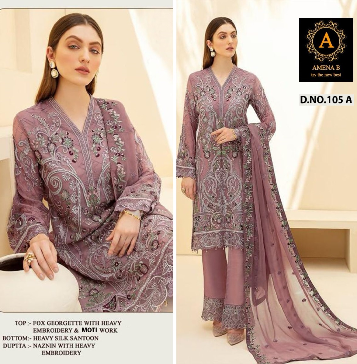 AMENA B 105 A PAKISTANI SUITS WHOLESALE