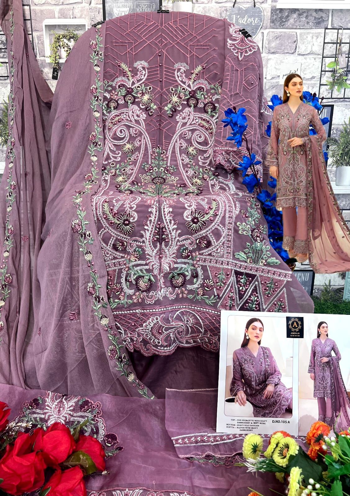 AMENA B 105 A PAKISTANI SUITS WHOLESALE