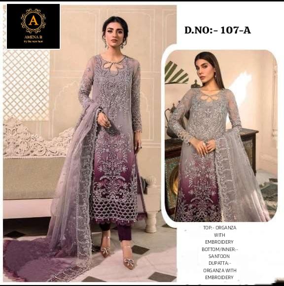 AMENA B 107 A PAKISTANI SUITS WHOLESALE