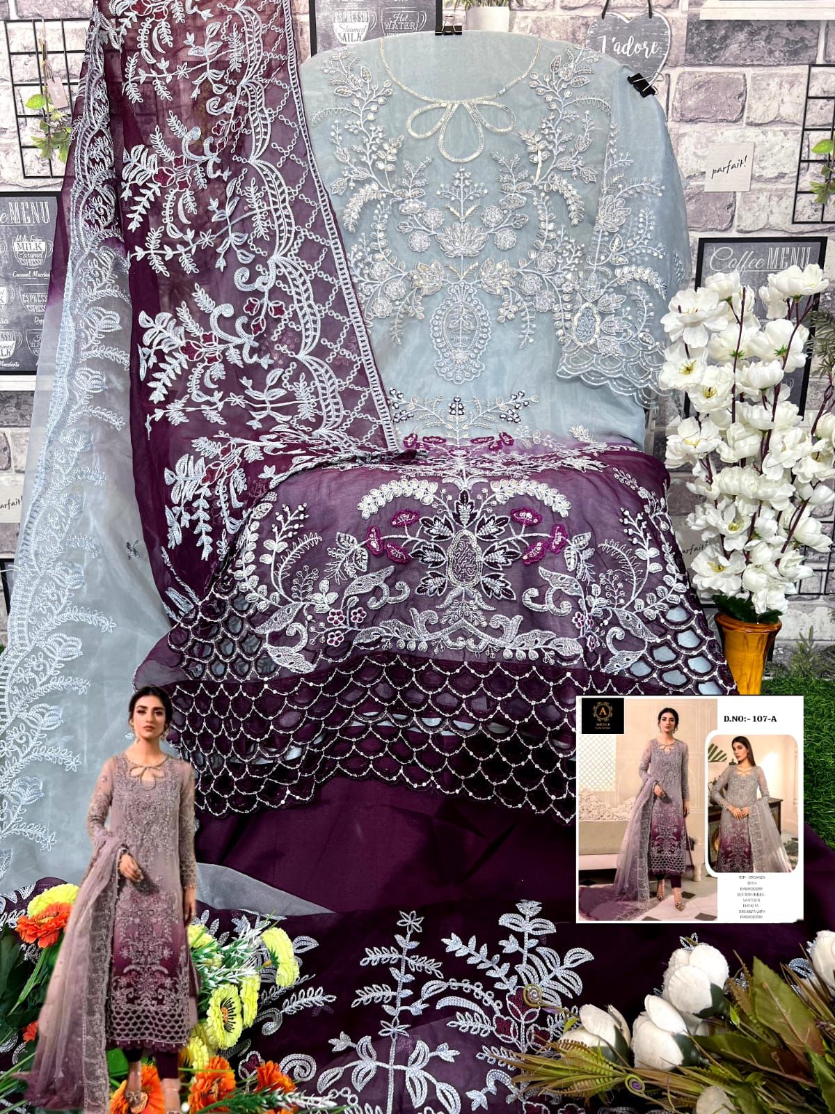 AMENA B 107 A PAKISTANI SUITS WHOLESALE