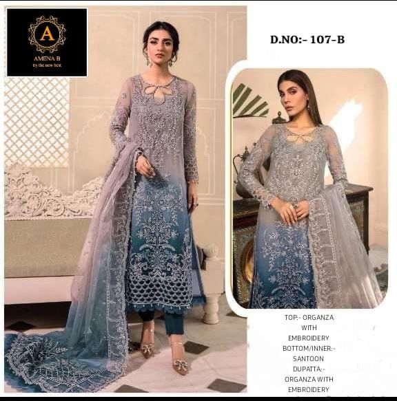 AMENA B 107 B PAKISTANI SUITS WHOLESALE