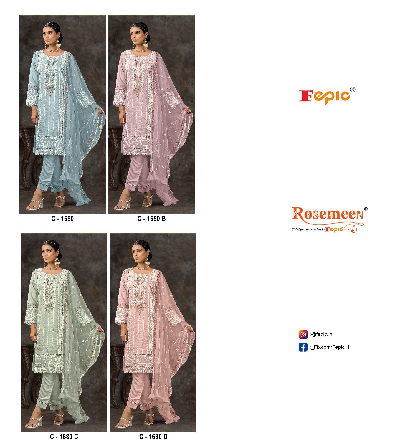 FEPIC C 1680 ROSEMEEN SERIES PAKISTANI SUITS