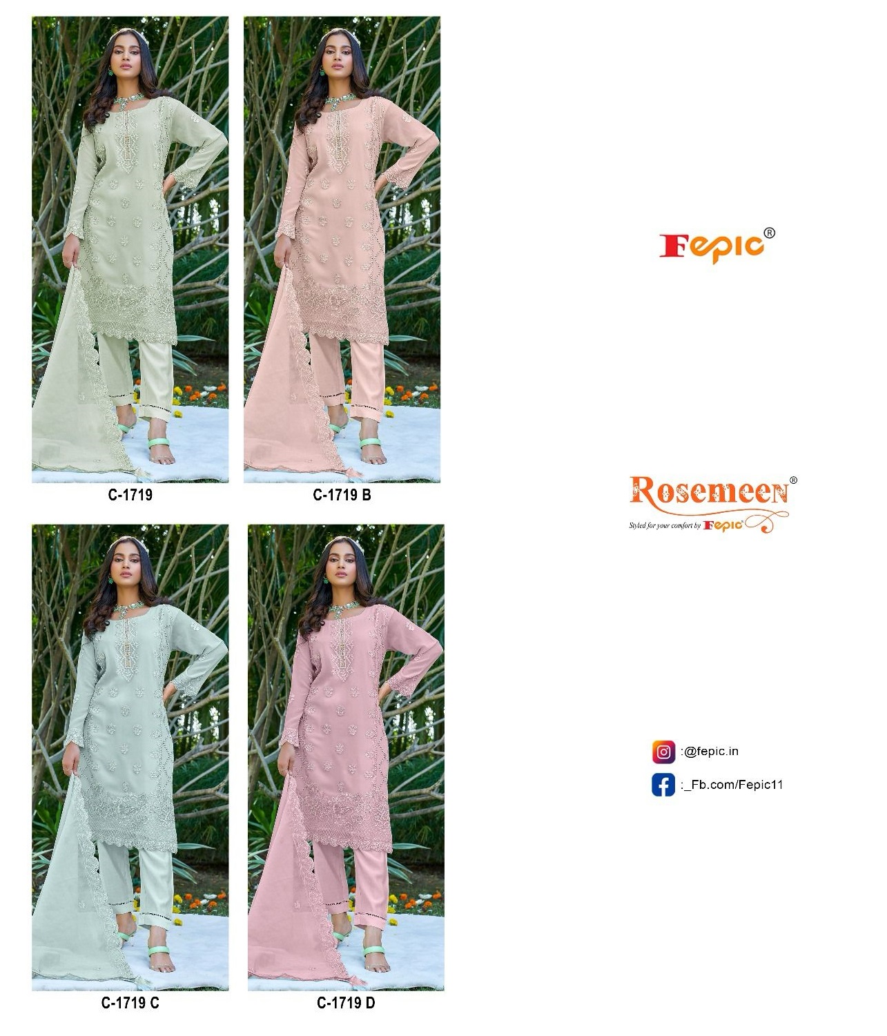 FEPIC C 1719 ROSEMEEN SERIES PAKISTANI SUITS