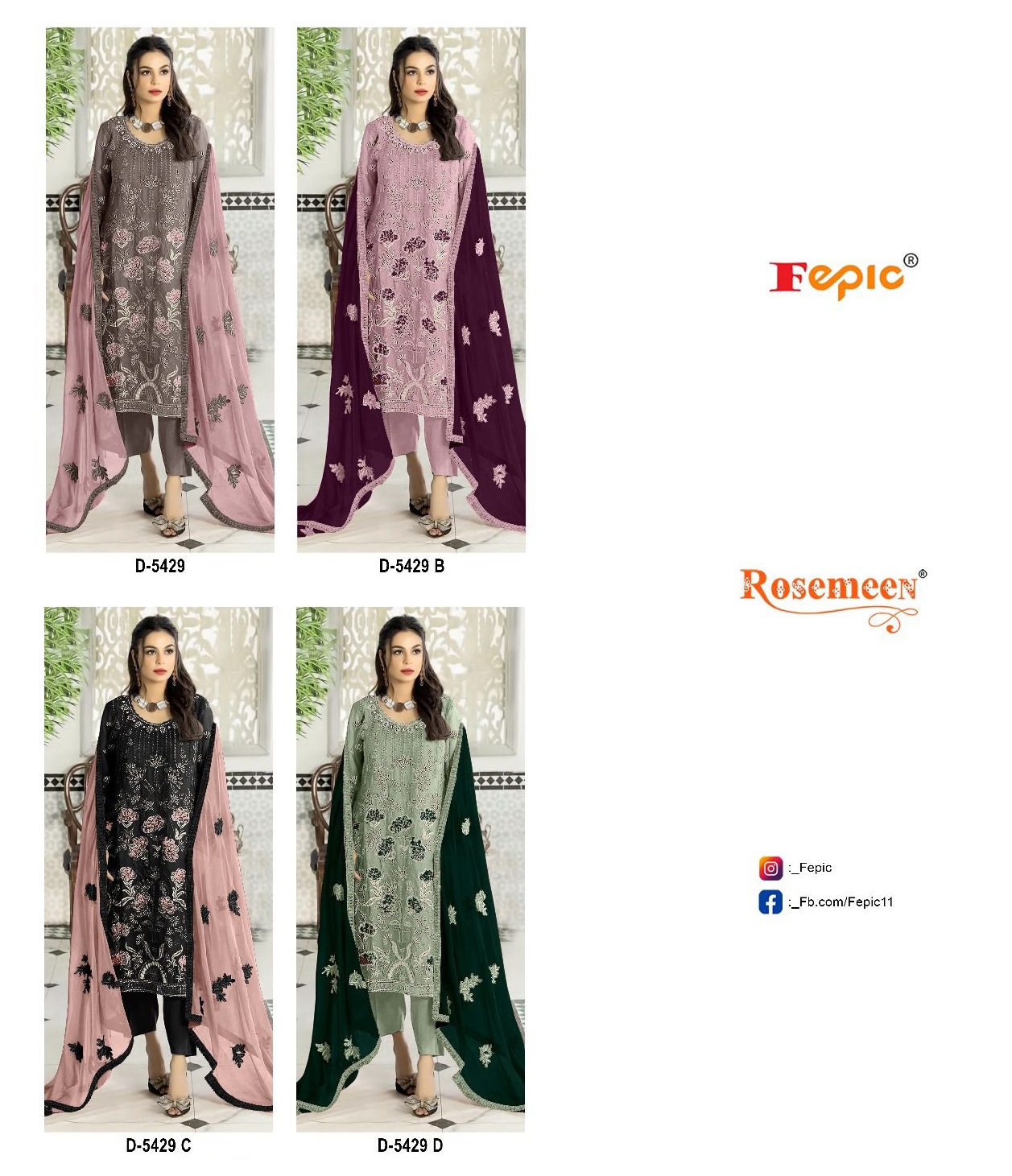 FEPIC D 5429 ROSEMEEN SERIES SALWAR SUITS