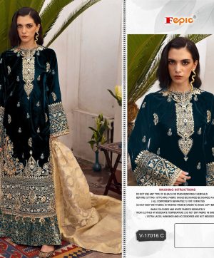 FEPIC V 17016 C ROSEMEEN VELVET PAKISTANI SUITS