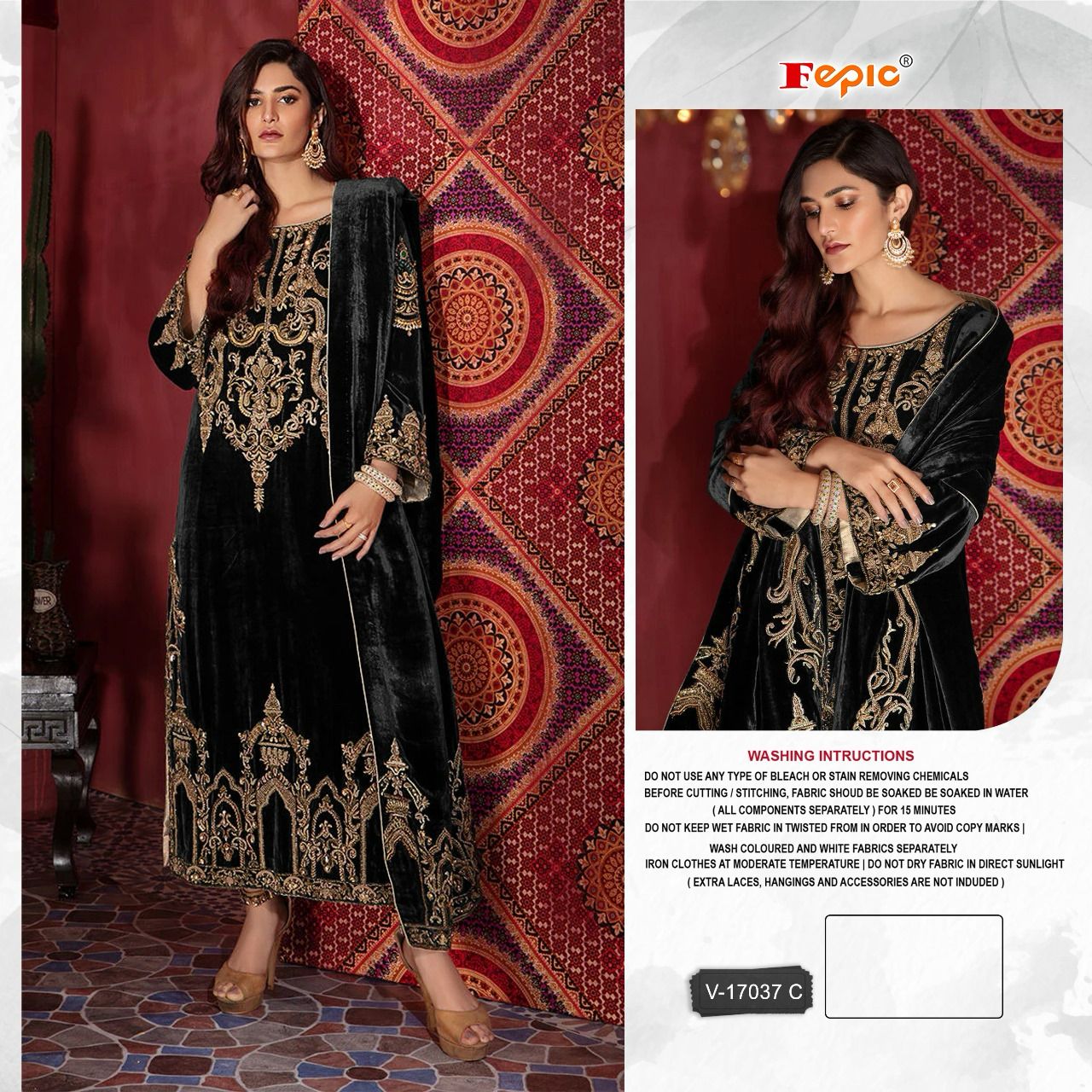 FEPIC V 17037 C ROSEMEEN VELVET SUITS IN INDIA