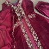 HK 1585 VELVET SUITS WHLESALE IN INDIA