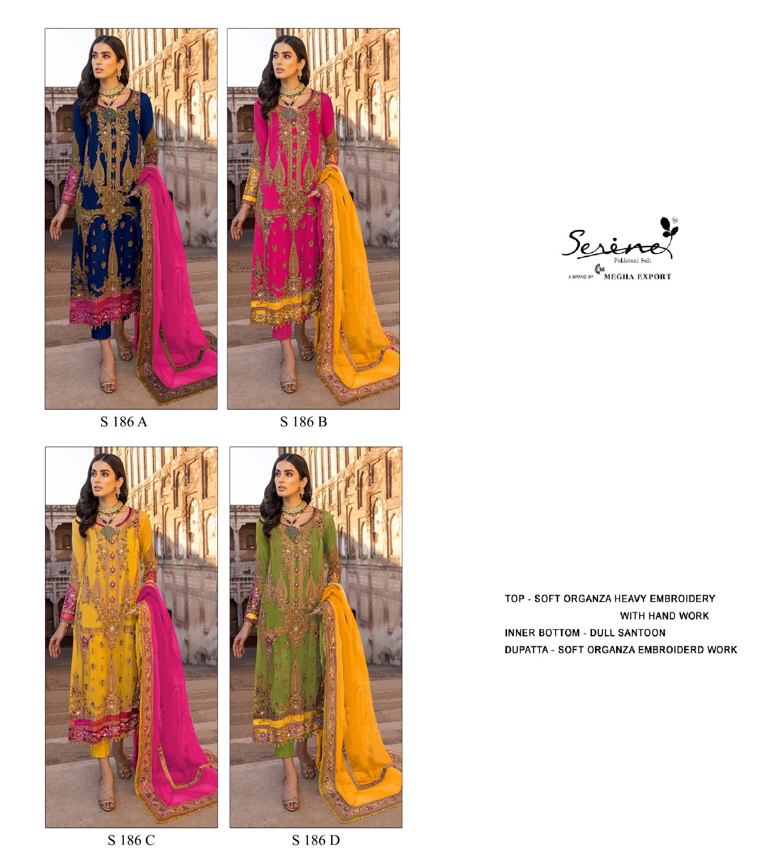 SERINE S 186 A TO D PAKISTANI SUITS IN INDIA