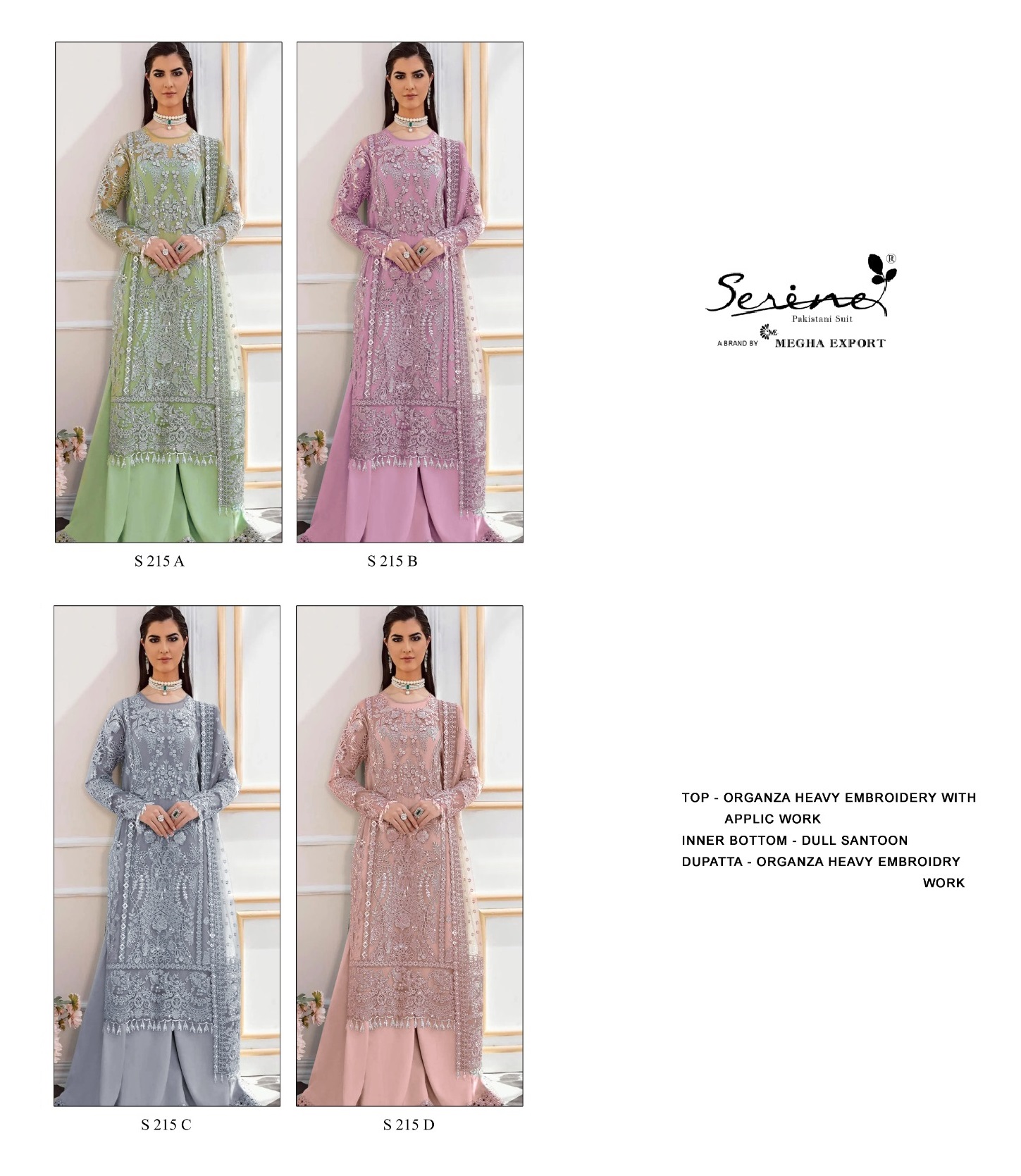 SERINE S 215 A TO D PAKISTANI SUITS MANUFACTURER