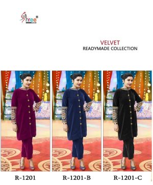 SHREE FABS R 1201 SERIES READYMADE VELVET SUITS