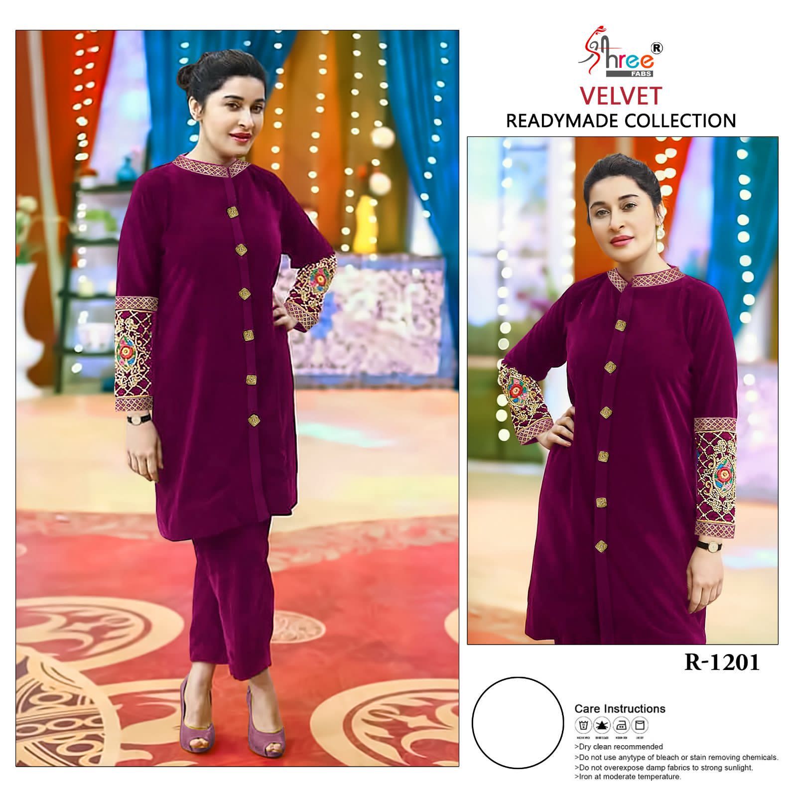 SHREE FABS R 1201 SERIES READYMADE VELVET SUITS