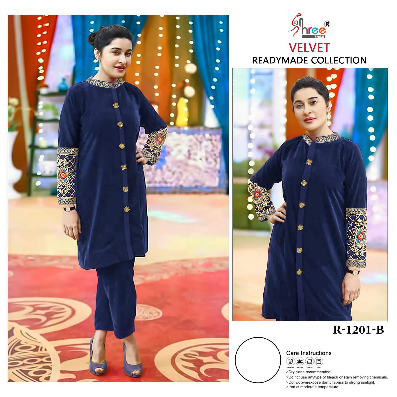 SHREE FABS R 1201 SERIES READYMADE VELVET SUITS