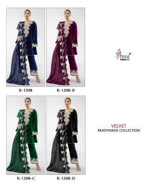 SHREE FABS R 1208 SERIES READYMADE VELVET SUITS