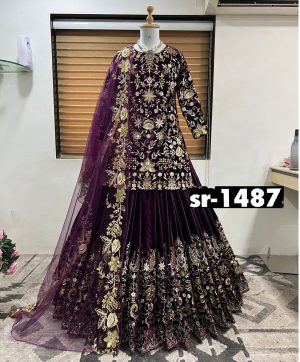 SHREE HARI SR 1487 B DESIGNER VELVET LEHENGA