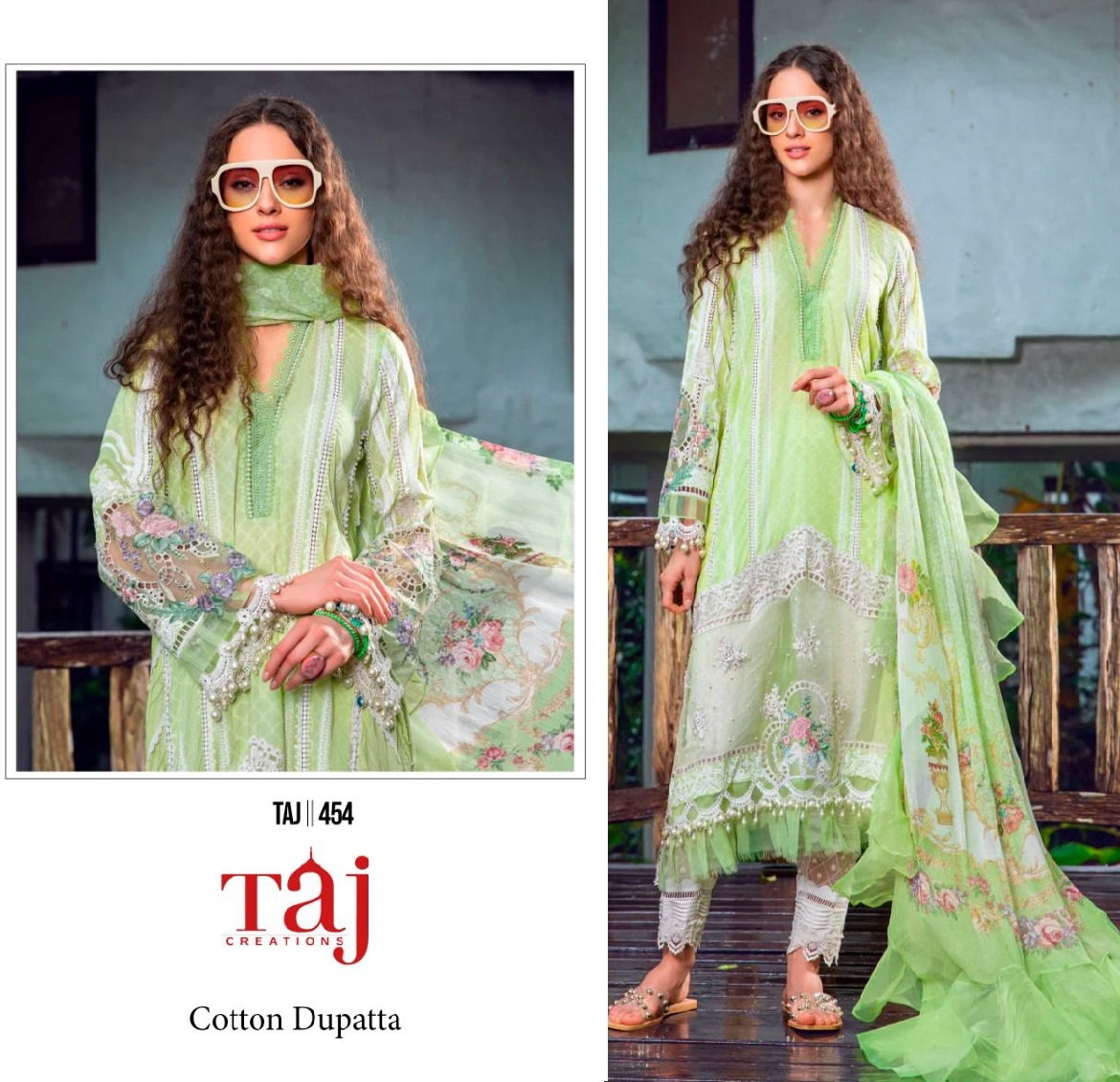 TAJ CREATIONS 454 PAKISTANI SUITS MANUFACTURER