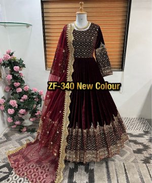 ZEEL FASHION ZF 340 B DESIGNER VELVET GOWN