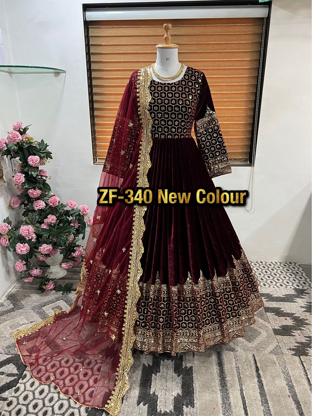 ZEEL FASHION ZF 340 B DESIGNER VELVET GOWN