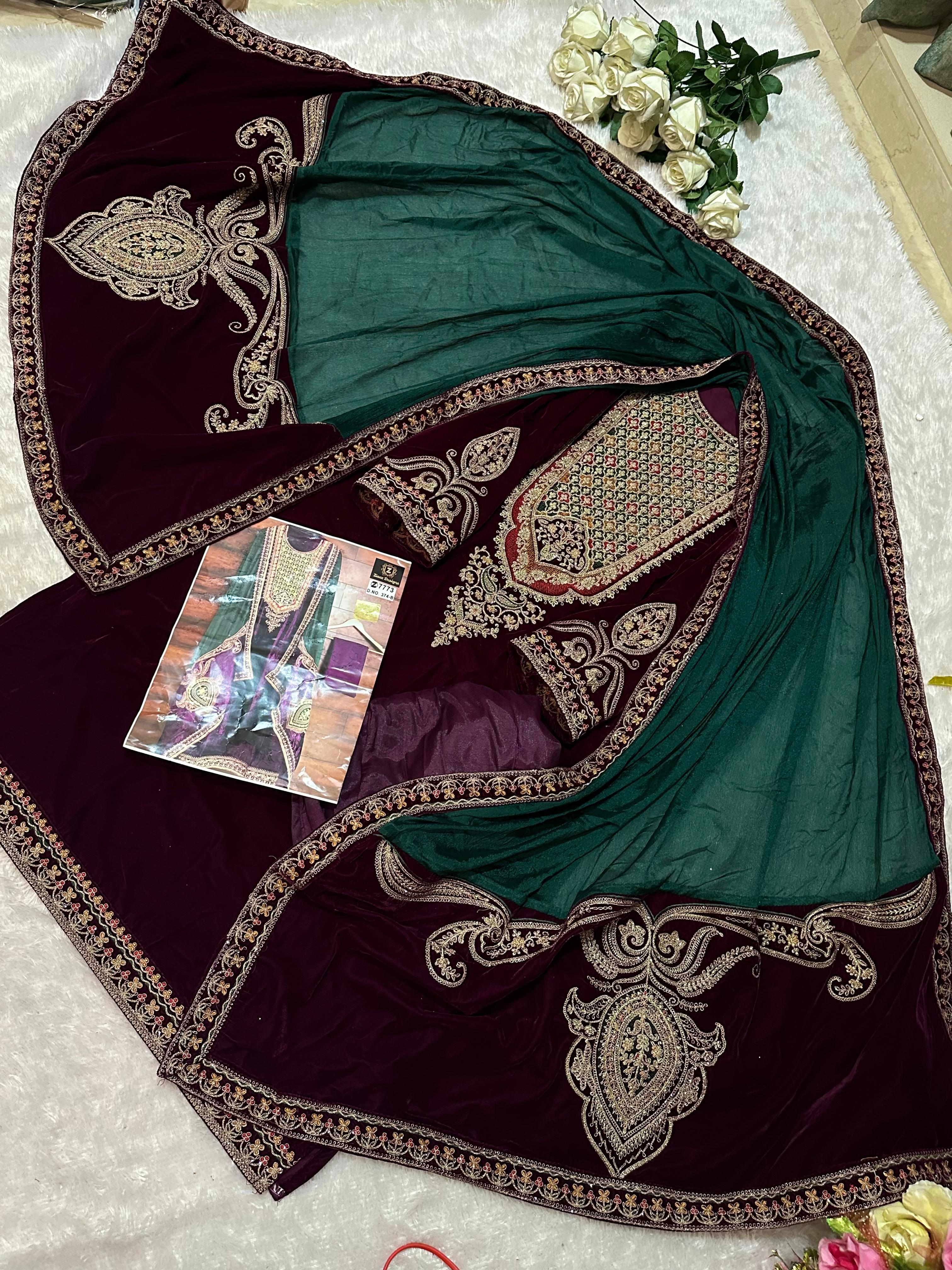 ZIAAZ DESIGNS 374 B VELVET PAKISTANI SUITS