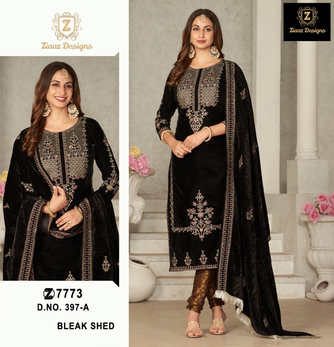 ZIAAZ DESIGNS 397 A VELVET PAKISTANI SUITS