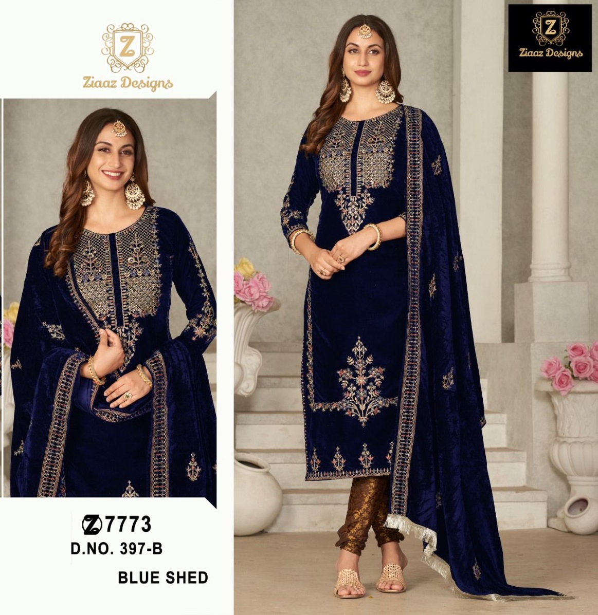 ZIAAZ DESIGNS 397 B VELVET PAKISTANI SUITS