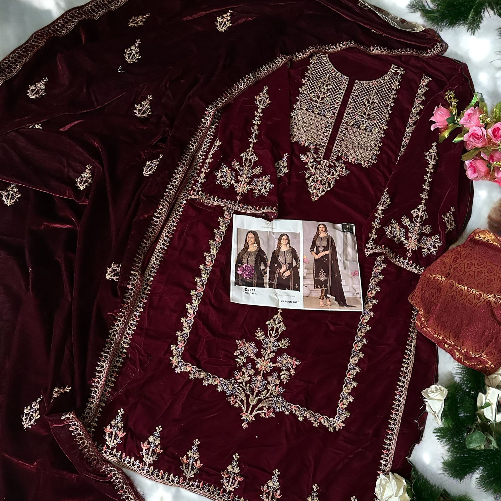 ZIAAZ DESIGNS 397 C VELVET PAKISTANI SUITS