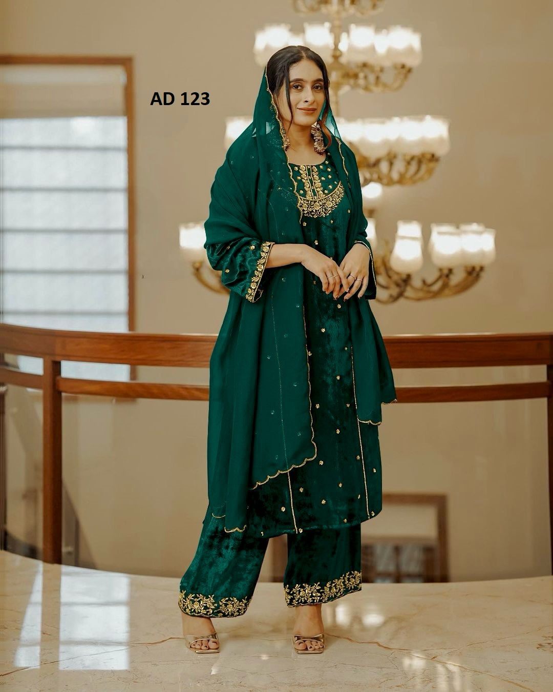 AAROHI DESIGNER AD 123 C VELVET SUITS WHOLESALE