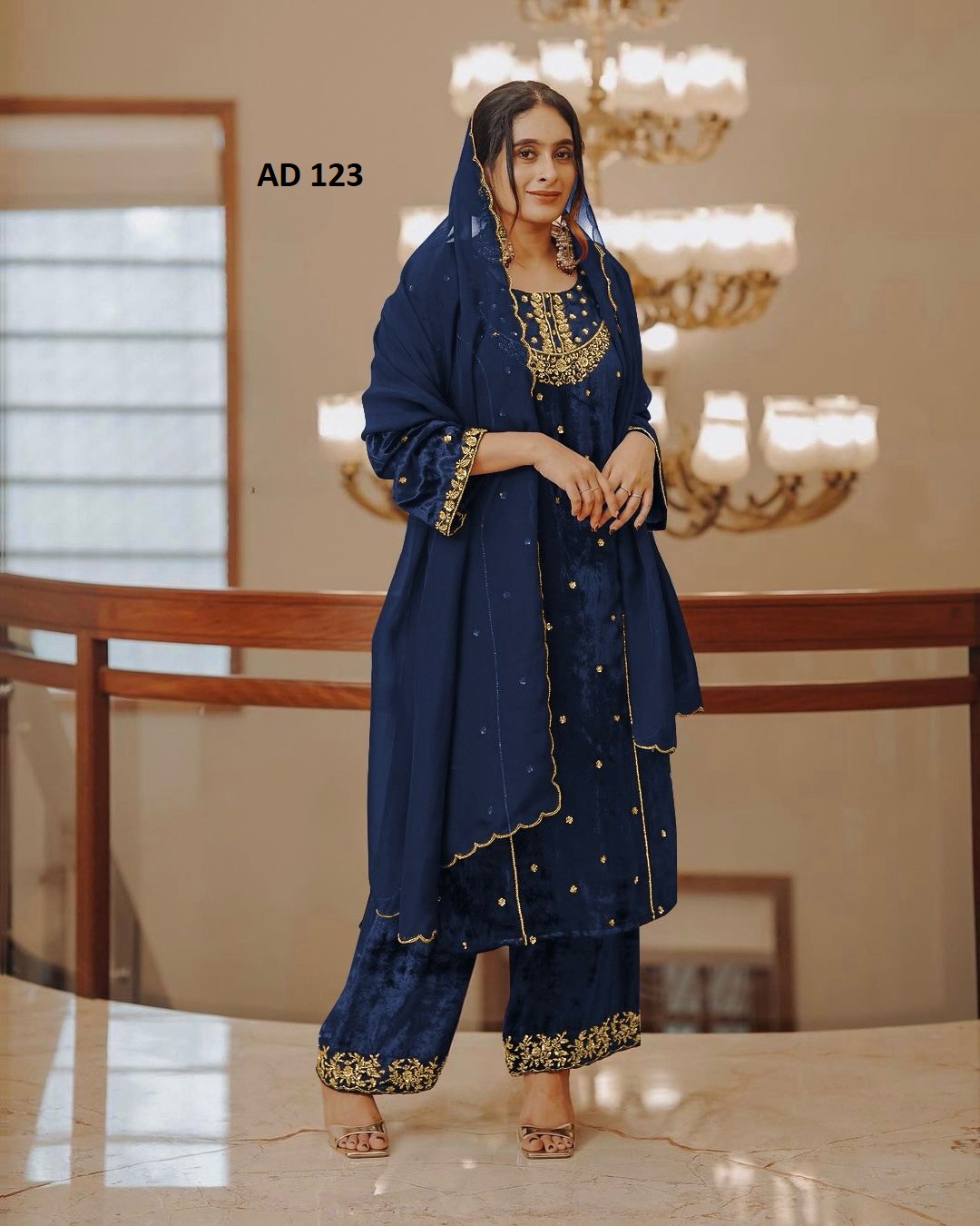 AAROHI DESIGNER AD 123 D VELVET SUITS WHOLESALE