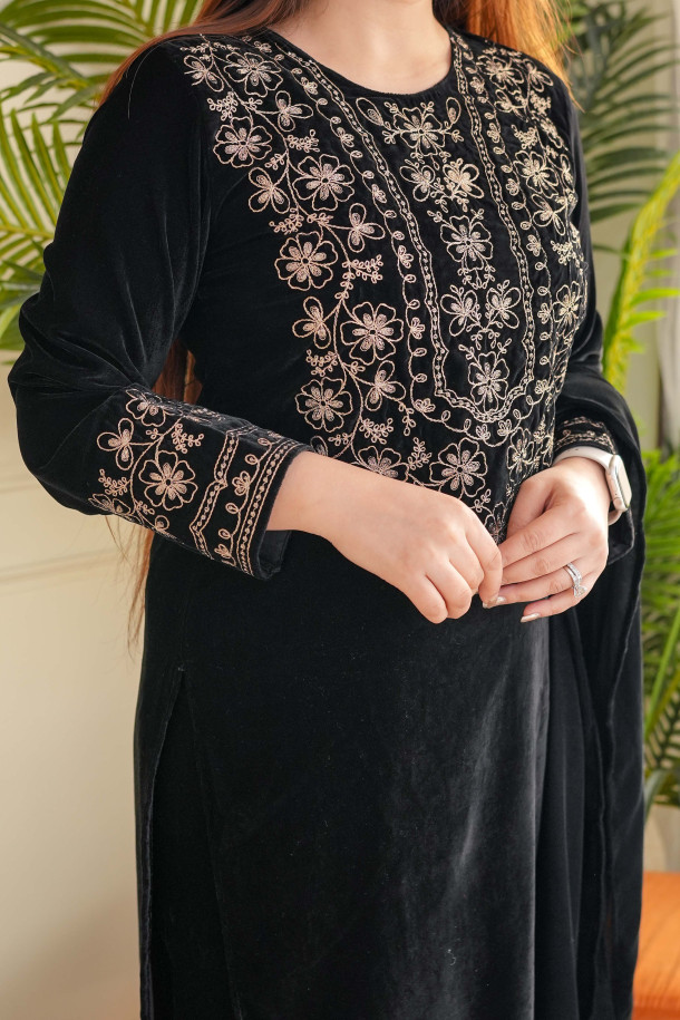 AKSHAR DESIGNER BLACK VELVET SUITS WHOLESALE