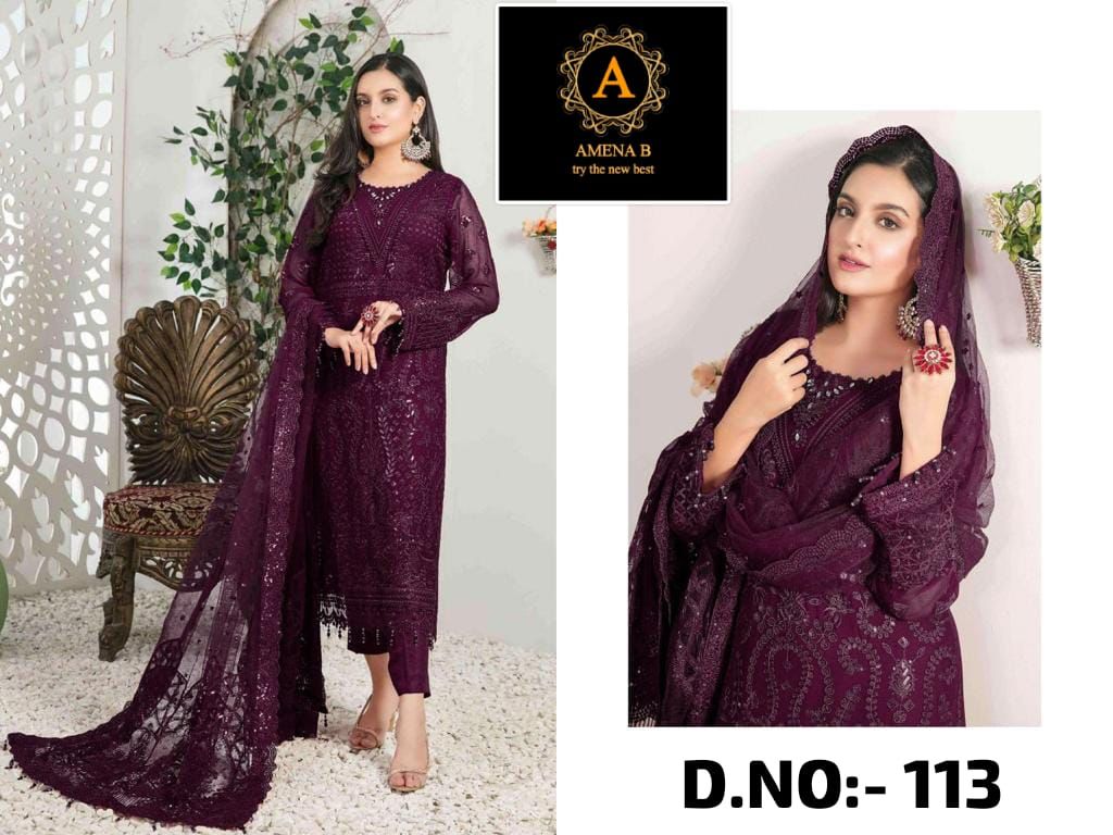 AMENA B 113 GEORGETTE PAKISTANI SUITS