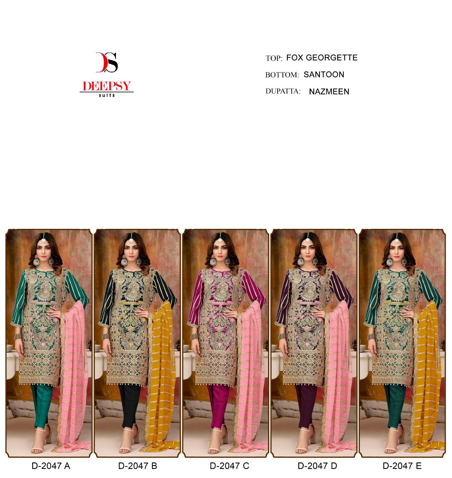 DEEPSY SUITS D 2047 A TO E PAKISTANI SUITS